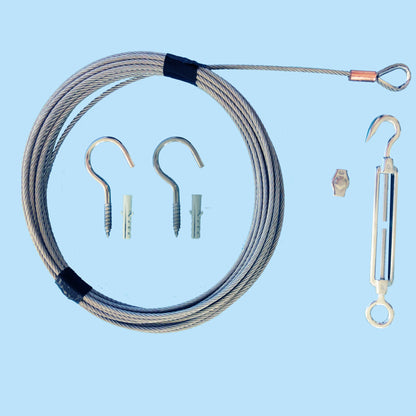 Stainless Steel Cable - 4.50m long - 2.0mm Ø - with mounting accessories