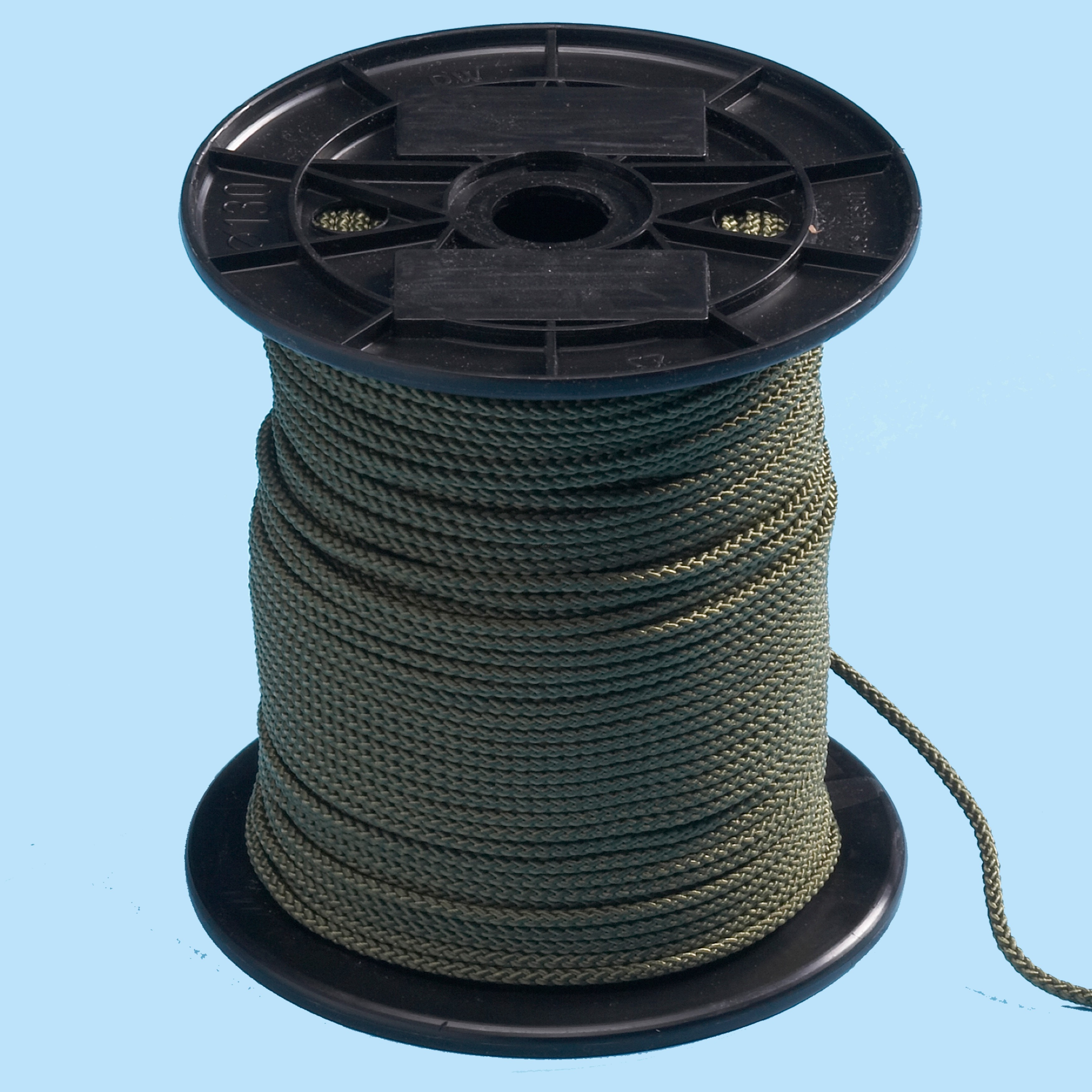 Braided line - 100m roll - 3mm Ø - olive green + white + black, olive  green