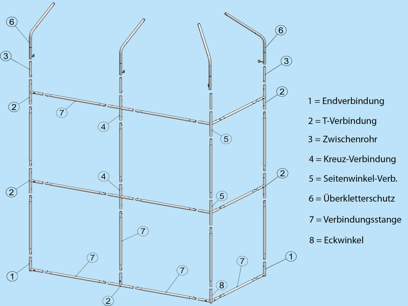 Rahmen - Verbindungsrohr - Alu - 18,5cm