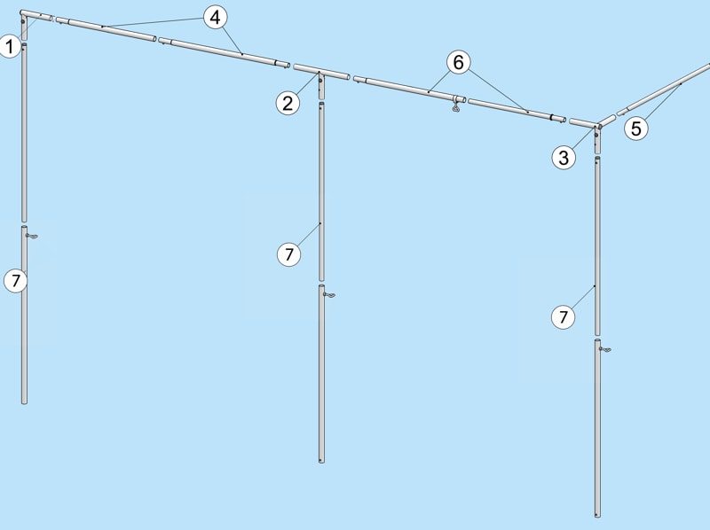 Frame system for telescopic pull-out poles Frame system for telescopic pull-out poles