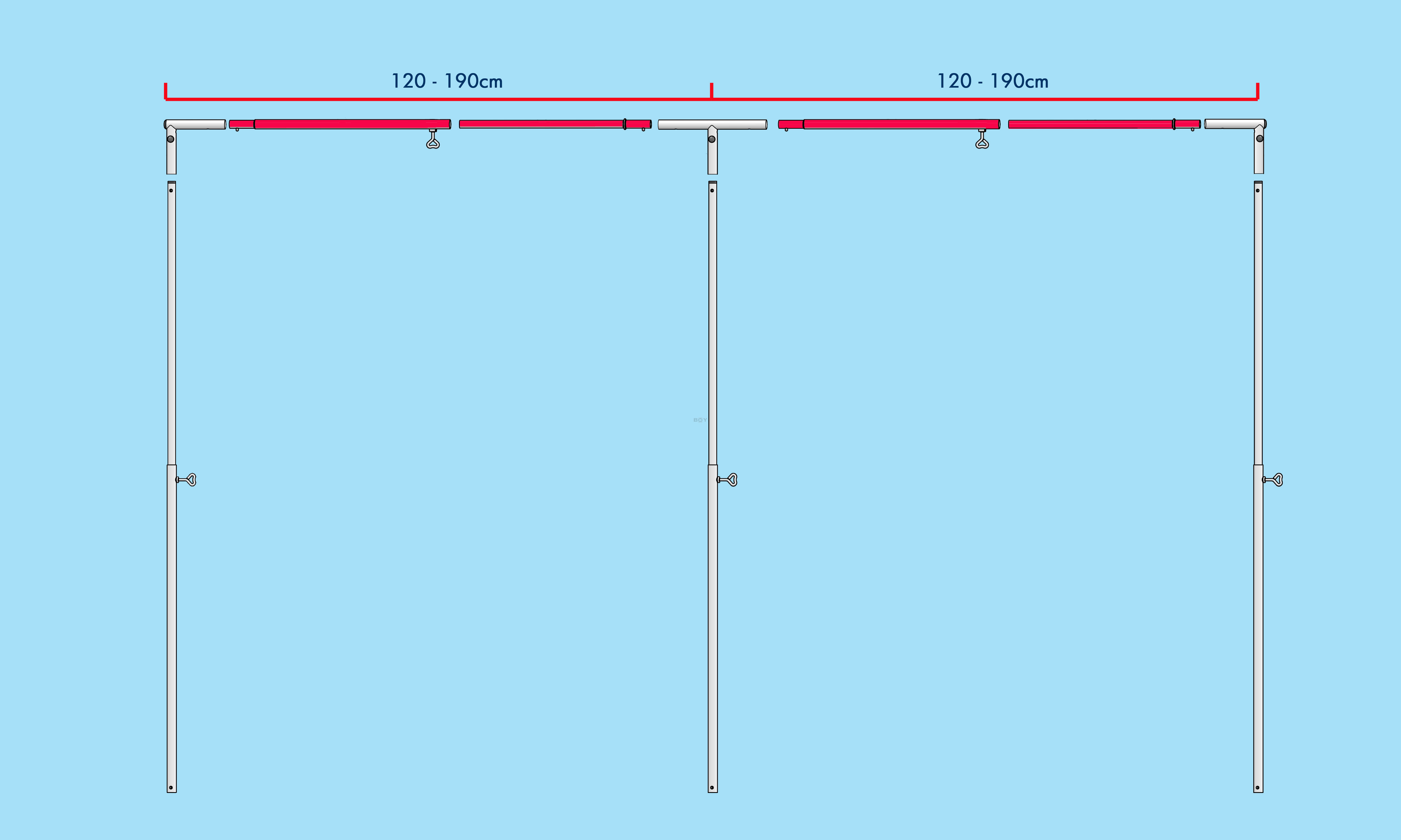 Verbindungsstange - stufenlos verstellbar von 120 bis 190cm