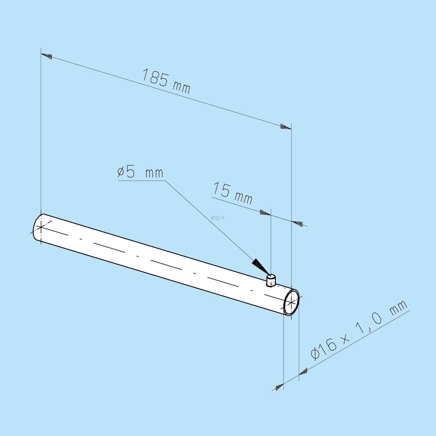 Rahmen - Verbindungsrohr - Alu - 18,5cm